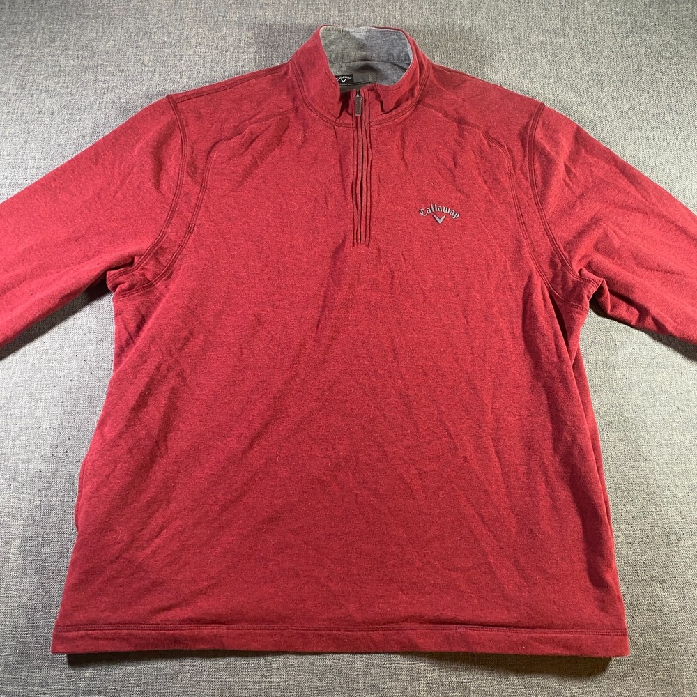 Callaway 1/4โ Zip Pullover Sweatshirt Mens Large Red Golf Lightweight Stretch